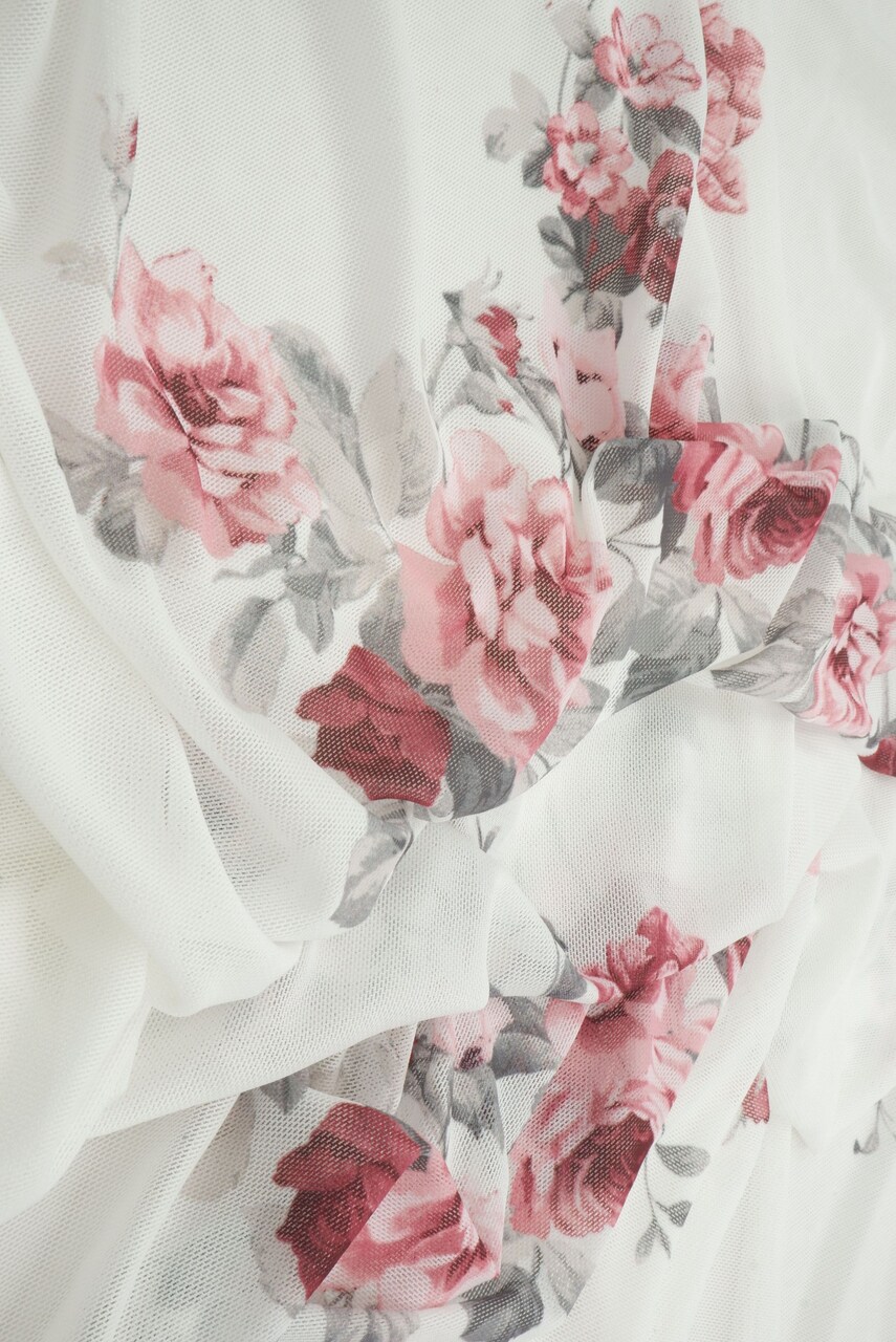 1 Yard Digital Floral Mesh Fabric Lightweight Sheer Stretch 56/58” Wide Polyester Spandex